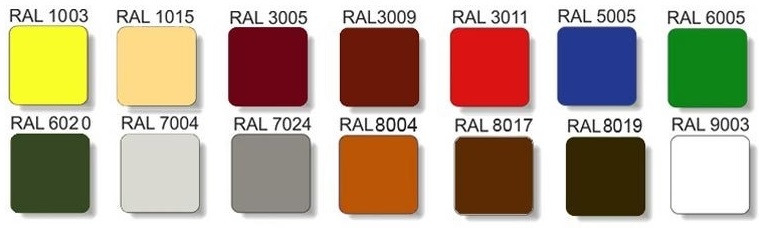 зображення кольорів Ral Металочерепиця Ретро Словаччина 0,45 мм глянцева